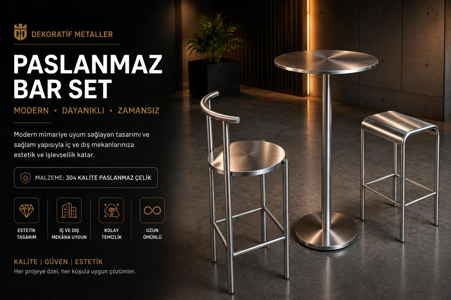 Paslanmaz Bar Set