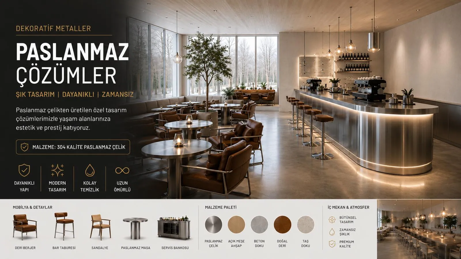 Paslanmaz Çözümler — Kafe İç Mekan